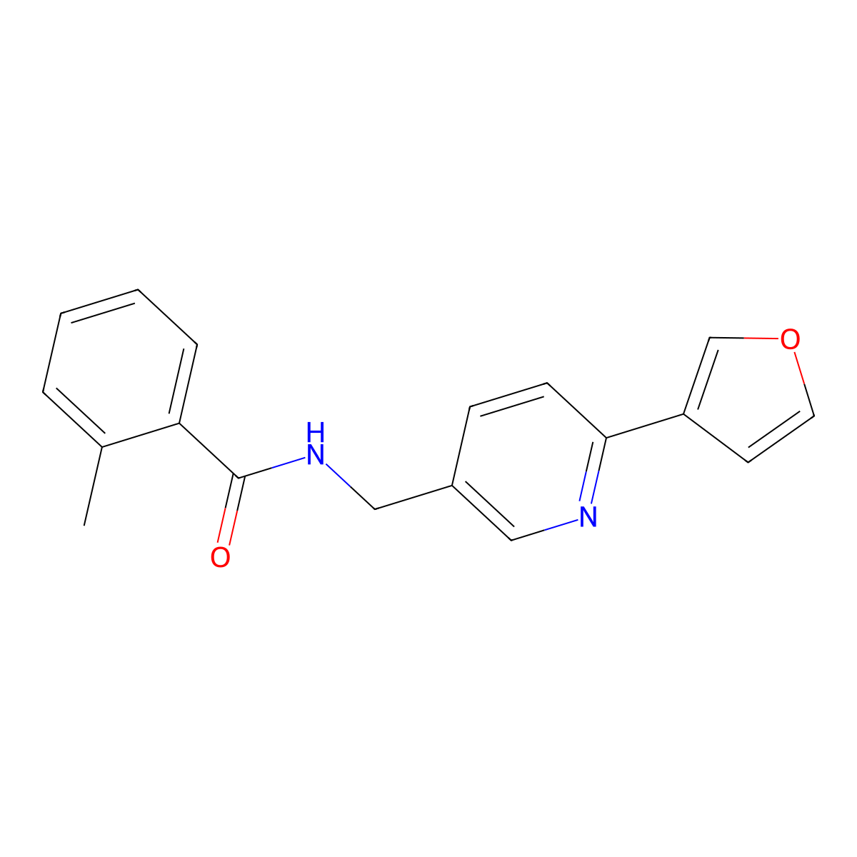 N-{[6-(furan-3-yl)pyridin-3-yl]methyl}-2-methylbenzamide molecular structure, CAS 2034386-04-2