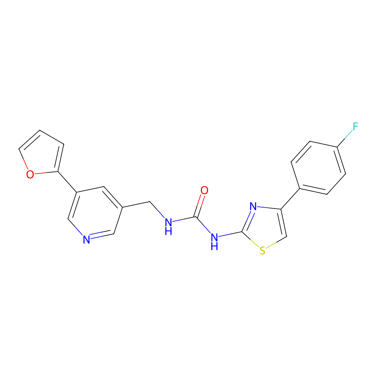 1-(4-(4-Fluorophenyl)thiazol-2-yl)-3-((5-(furan-2-yl)pyridin-3-yl)methyl)urea molecular structure, CAS 2034386-09-7