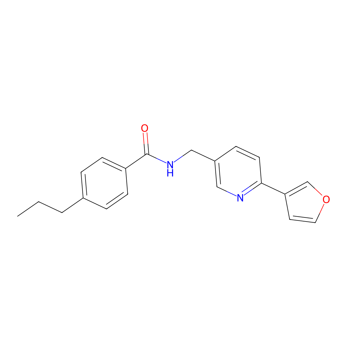 N-((6-(furan-3-yl)pyridin-3-yl)methyl)-4-propylbenzamide molecular structure, CAS 2034386-16-6