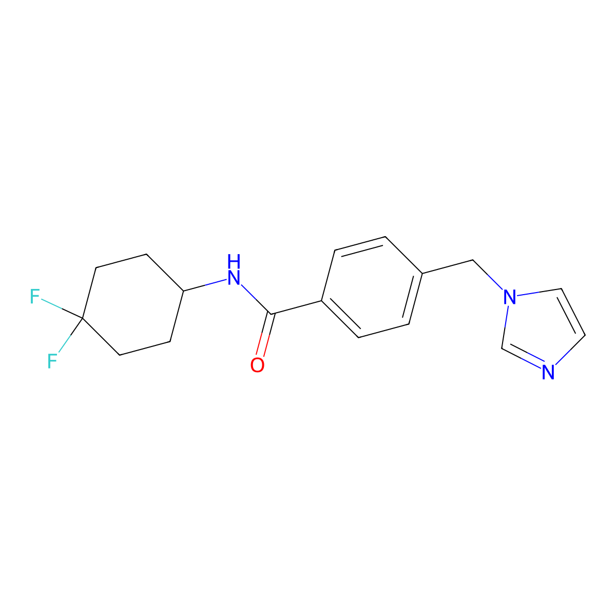 4-((1H-imidazol-1-yl)methyl)-N-(4,4-difluorocyclohexyl)benzamide molecular structure, CAS 2034386-21-3