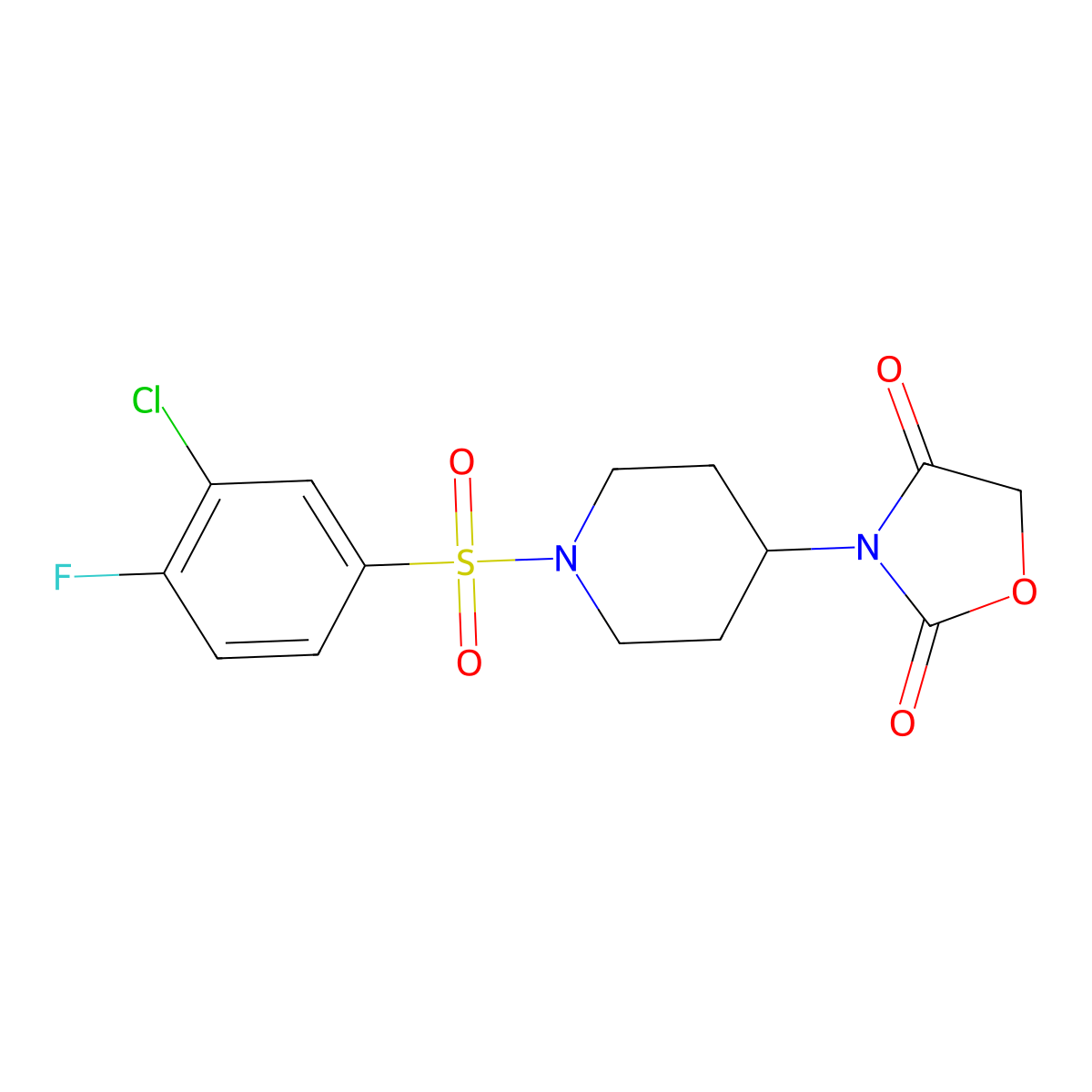 3-(1-((3-Chloro-4-fluorophenyl)sulfonyl)piperidin-4-yl)oxazolidine-2,4-dione molecular structure, CAS 2034386-23-5