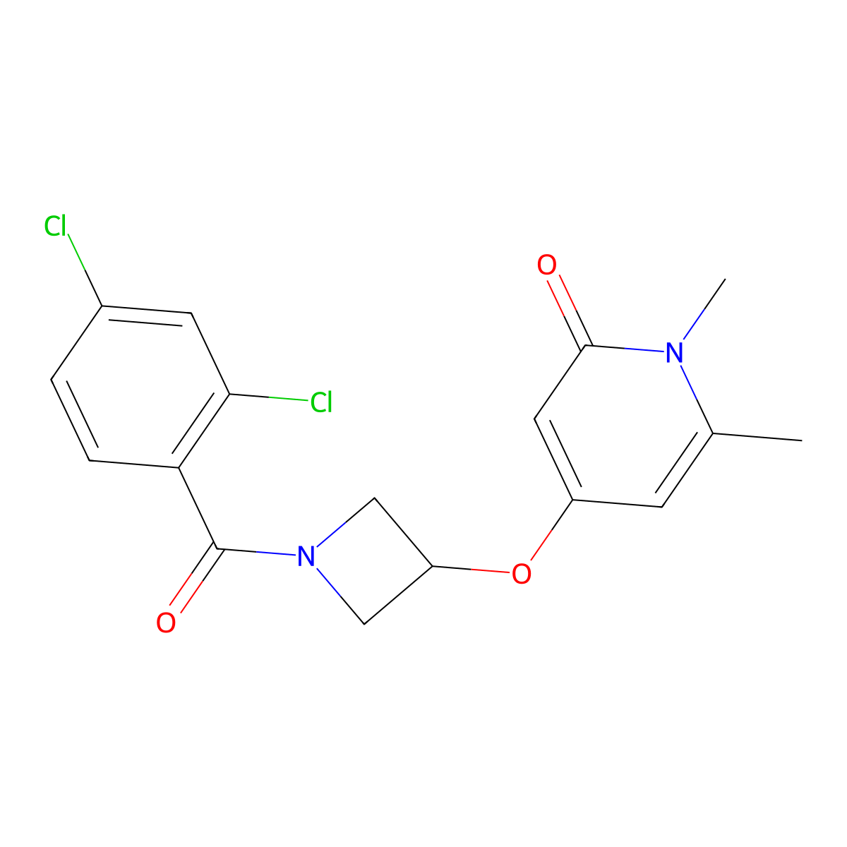 4-((1-(2,4-dichlorobenzoyl)azetidin-3-yl)oxy)-1,6-dimethylpyridin-2(1H)-one molecular structure, CAS 2034386-24-6