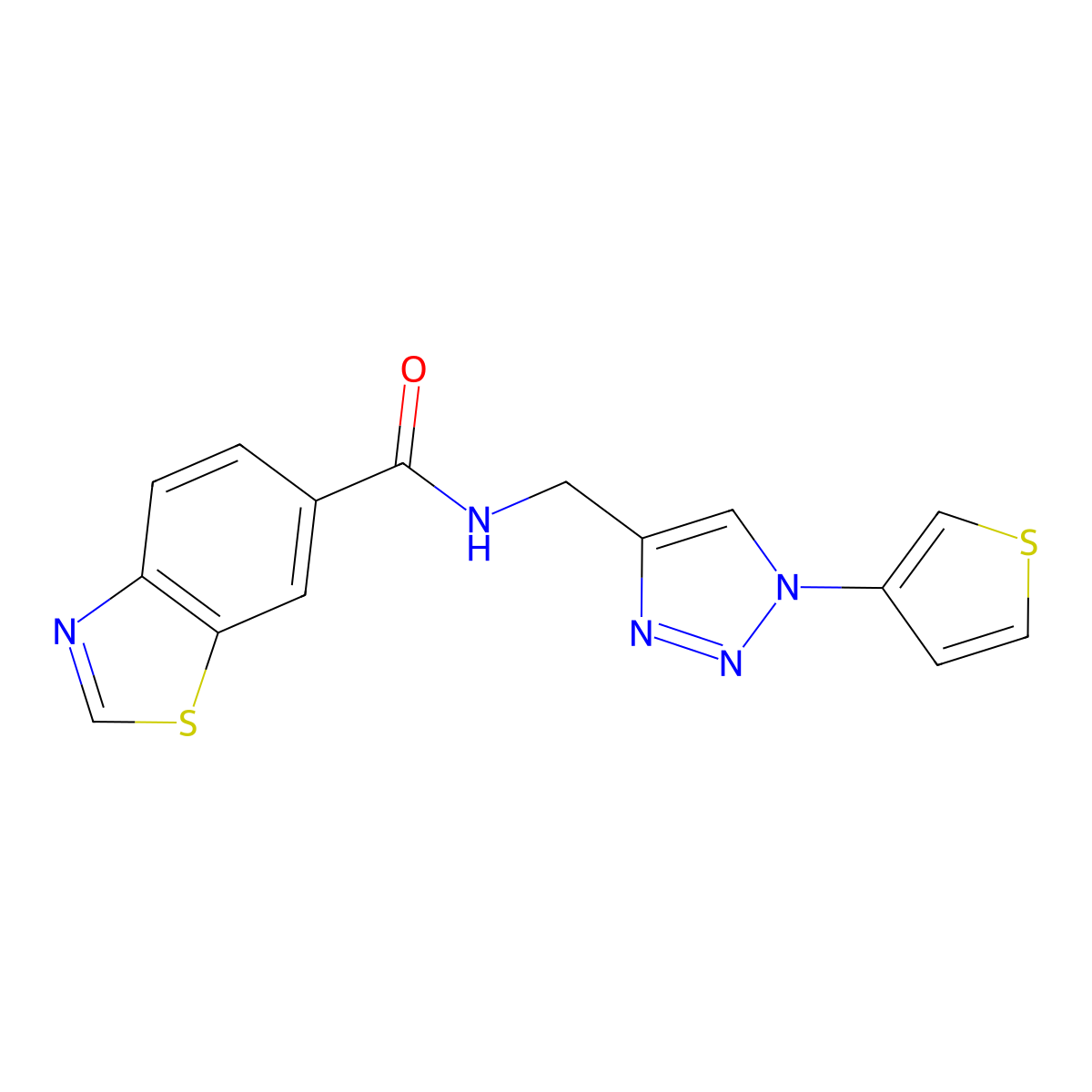 N-((1-(thiophen-3-yl)-1H-1,2,3-triazol-4-yl)methyl)benzo[d]thiazole-6-carboxamide molecular structure, CAS 2034386-25-7