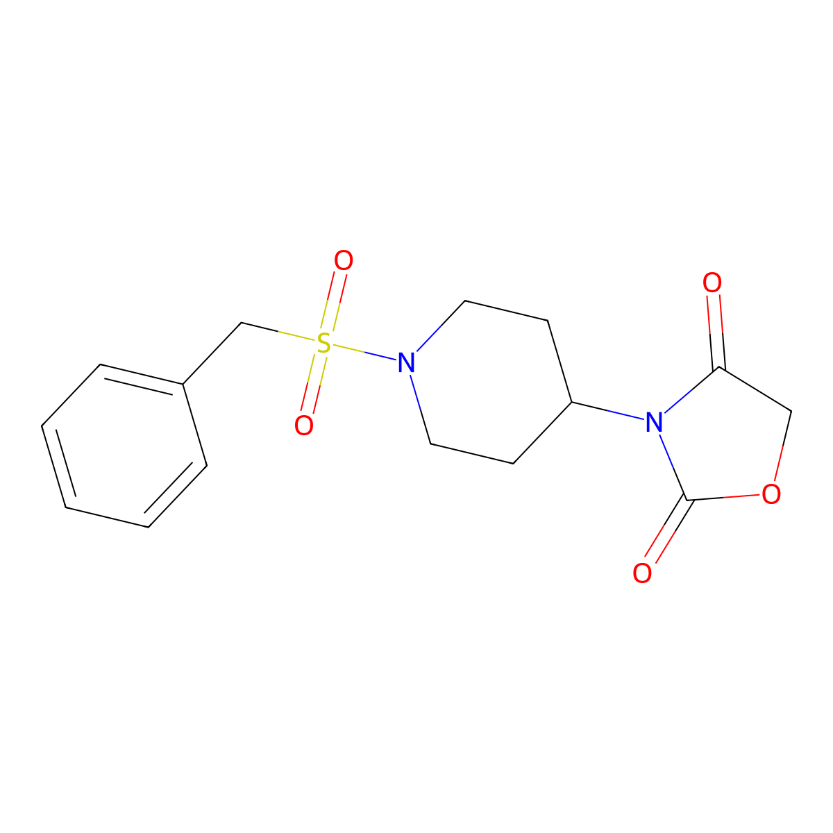 3-(1-(Benzylsulfonyl)piperidin-4-yl)oxazolidine-2,4-dione molecular structure, CAS 2034386-30-4