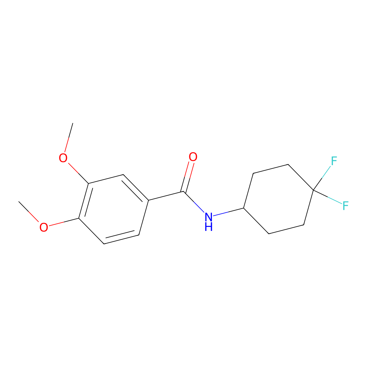 N-(4,4-difluorocyclohexyl)-3,4-dimethoxybenzamide molecular structure, CAS 2034386-37-1