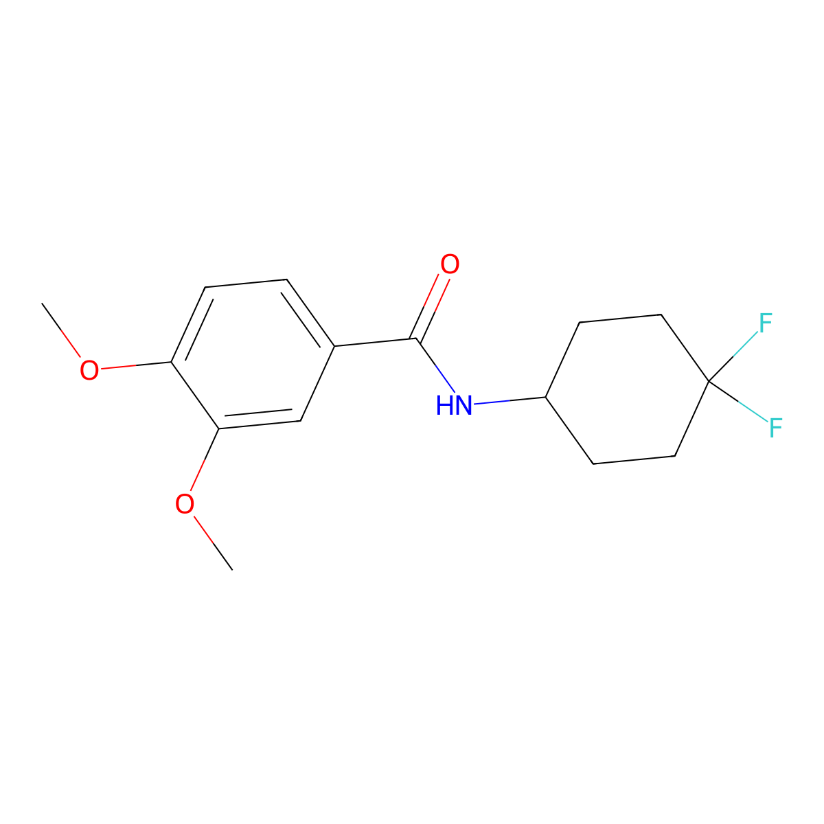 N-(4,4-difluorocyclohexyl)-3,4-dimethoxybenzamide molecular structure, CAS 2034386-37-1