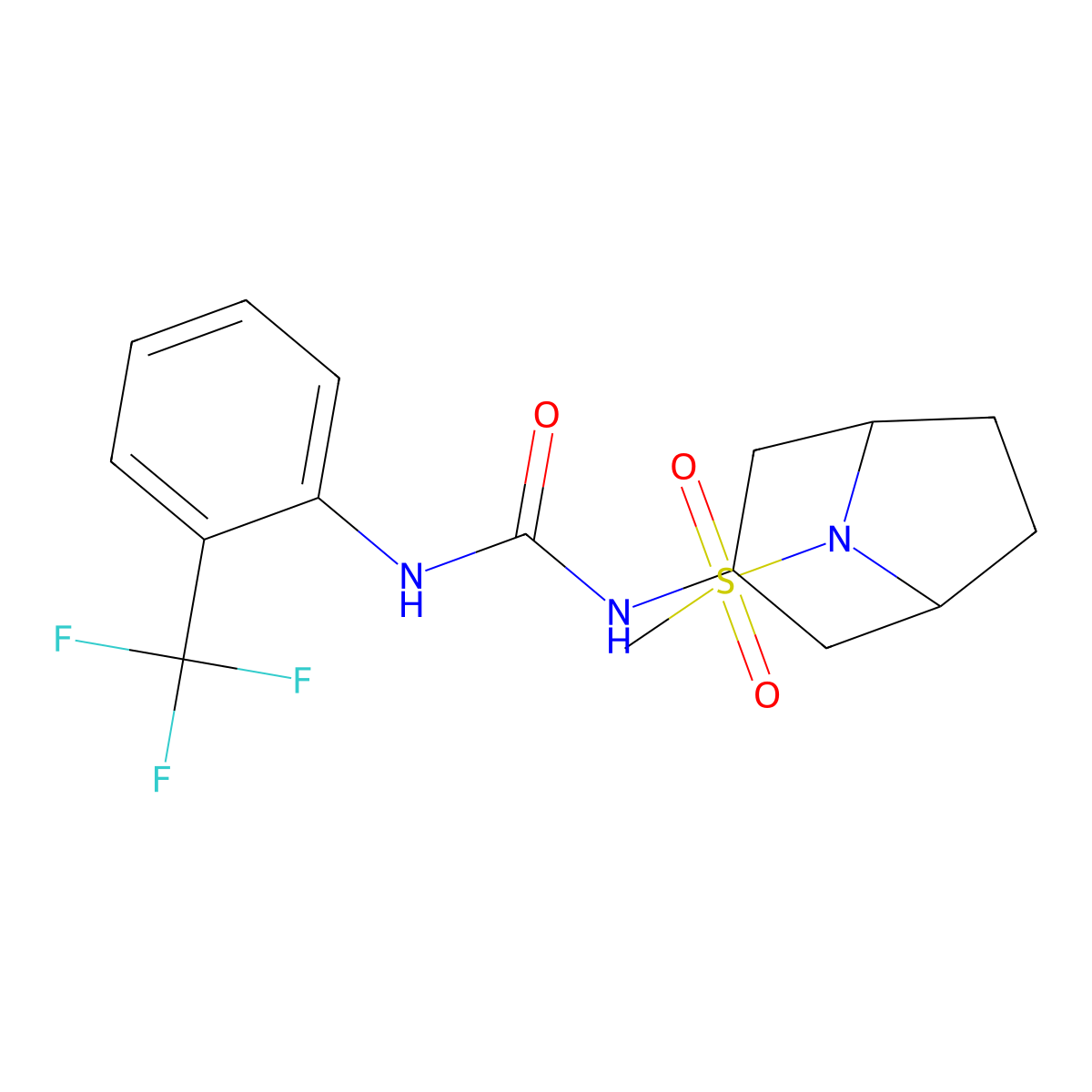1-(8-(Methylsulfonyl)-8-azabicyclo[3.2.1]octan-3-yl)-3-(2-(trifluoromethyl)phenyl)urea molecular structure, CAS 2034386-47-3