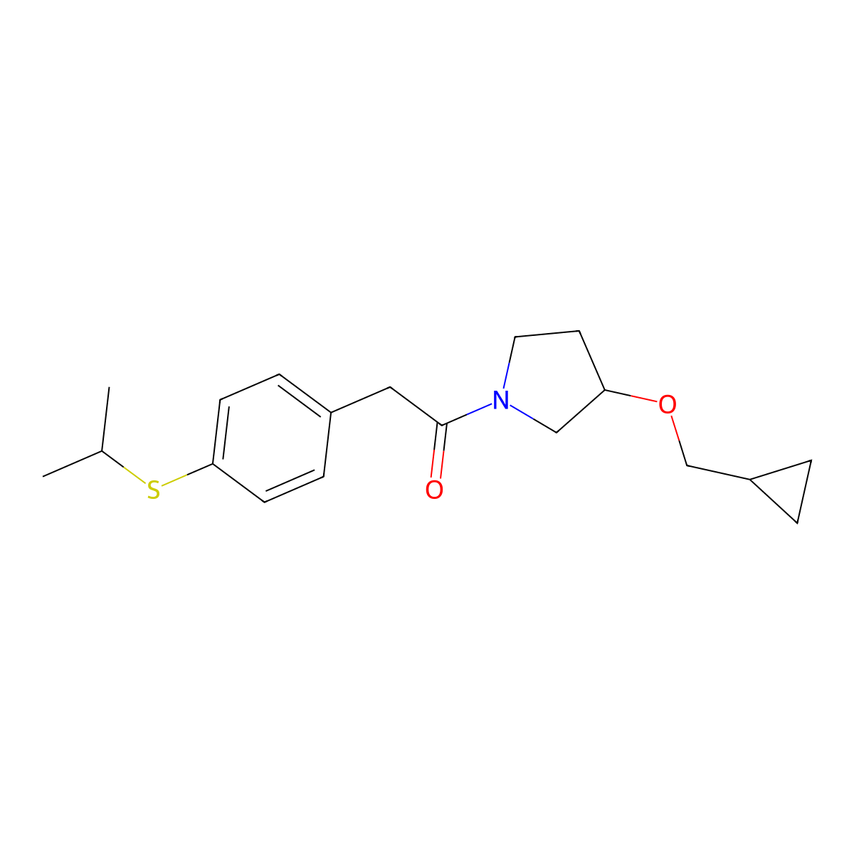1-(3-(Cyclopropylmethoxy)pyrrolidin-1-yl)-2-(4-(isopropylthio)phenyl)ethanone molecular structure, CAS 2034386-56-4