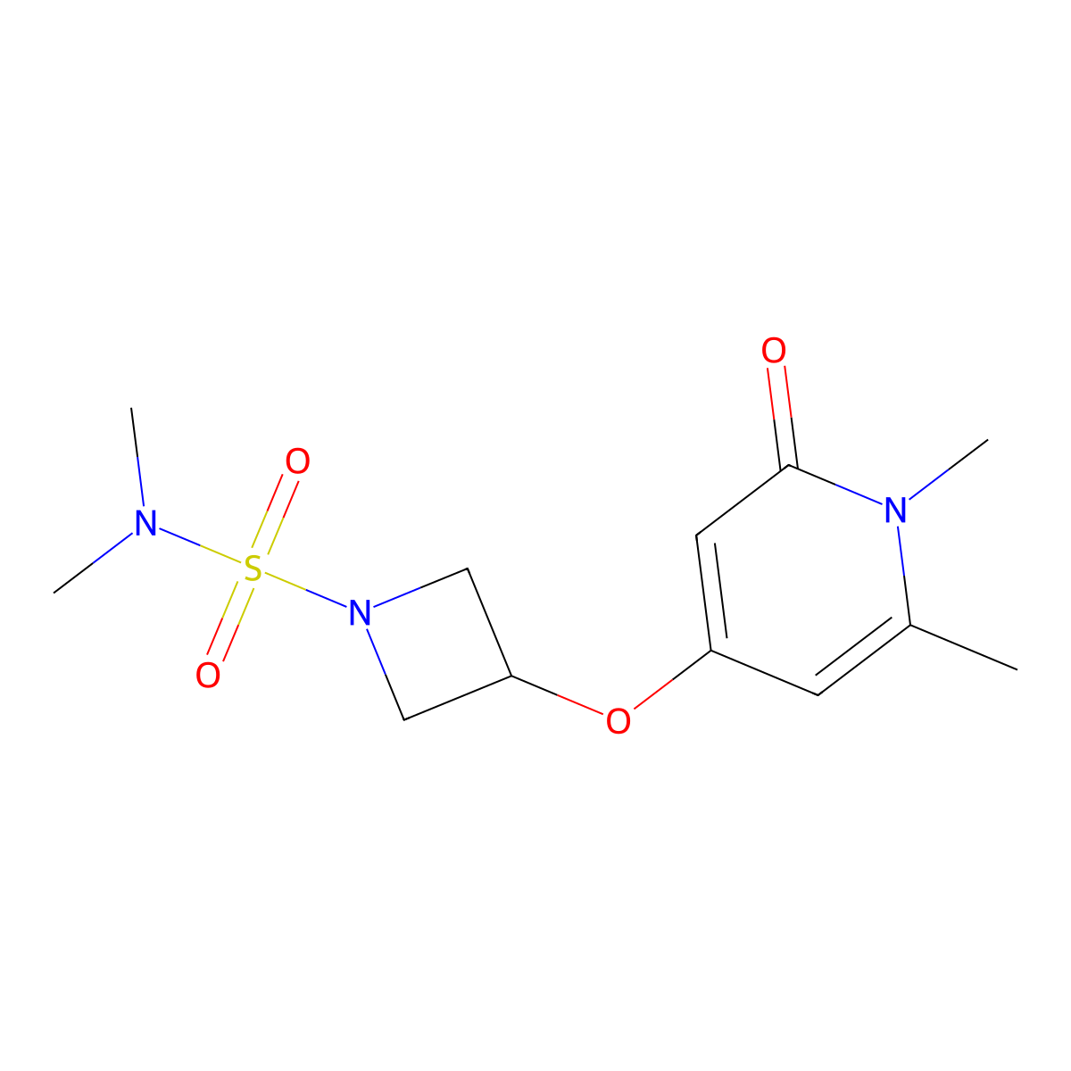 3-[(1,6-dimethyl-2-oxo-1,2-dihydropyridin-4-yl)oxy]-N,N-dimethylazetidine-1-sulfonamide molecular structure, CAS 2034386-59-7