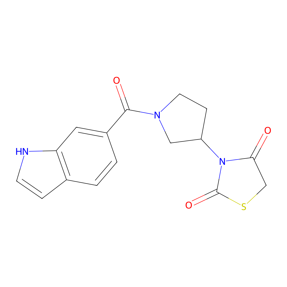 3-(1-(1H-indole-6-carbonyl)pyrrolidin-3-yl)thiazolidine-2,4-dione molecular structure, CAS 2034386-61-1