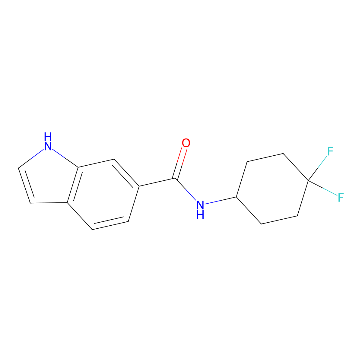 N-(4,4-difluorocyclohexyl)-1H-indole-6-carboxamide molecular structure, CAS 2034386-62-2