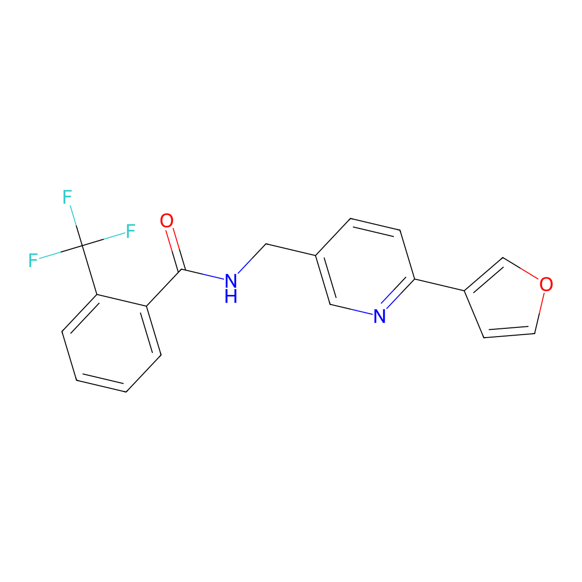 N-{[6-(furan-3-yl)pyridin-3-yl]methyl}-2-(trifluoromethyl)benzamide molecular structure, CAS 2034386-68-8