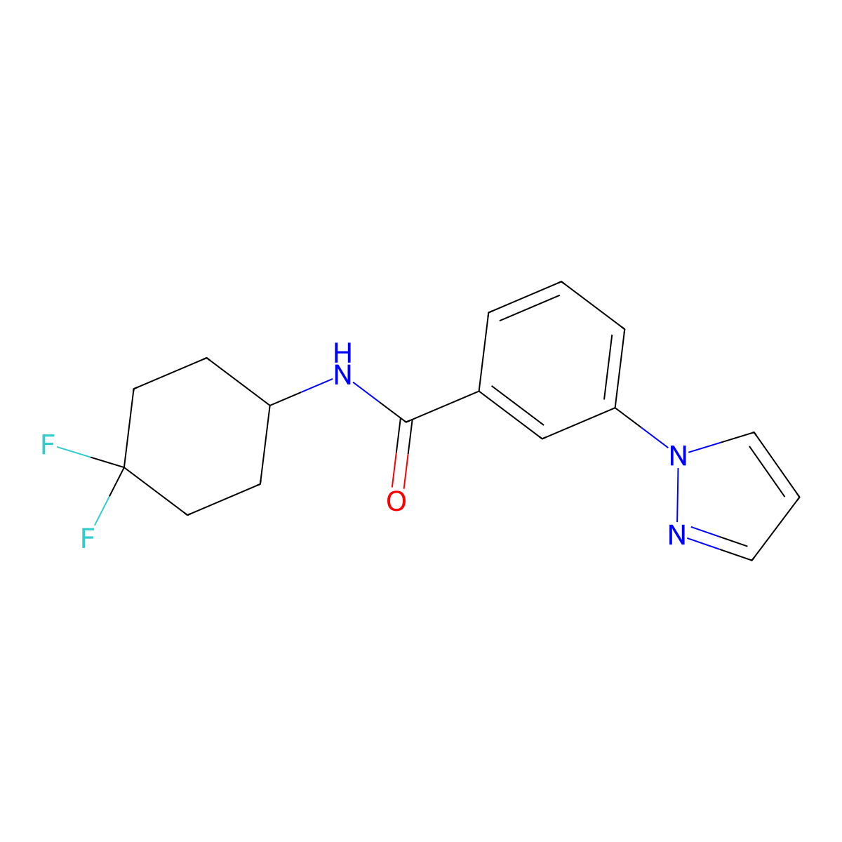 N-(4,4-difluorocyclohexyl)-3-(1H-pyrazol-1-yl)benzamide molecular structure, CAS 2034386-70-2