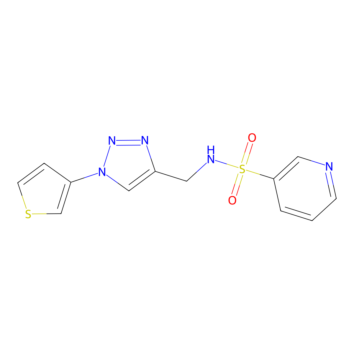 N-((1-(thiophen-3-yl)-1H-1,2,3-triazol-4-yl)methyl)pyridine-3-sulfonamide molecular structure, CAS 2034386-77-9