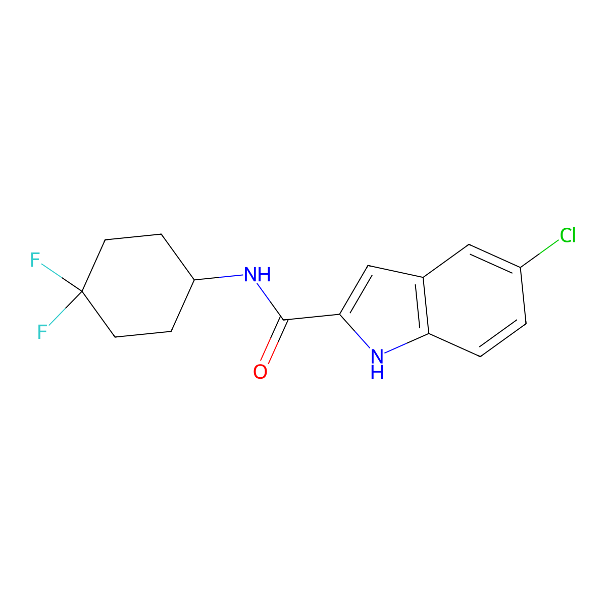 5-chloro-N-(4,4-difluorocyclohexyl)-1H-indole-2-carboxamide molecular structure, CAS 2034386-79-1
