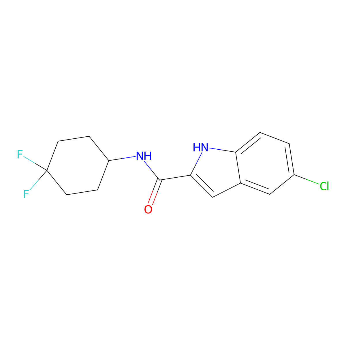 5-chloro-N-(4,4-difluorocyclohexyl)-1H-indole-2-carboxamide molecular structure, CAS 2034386-79-1