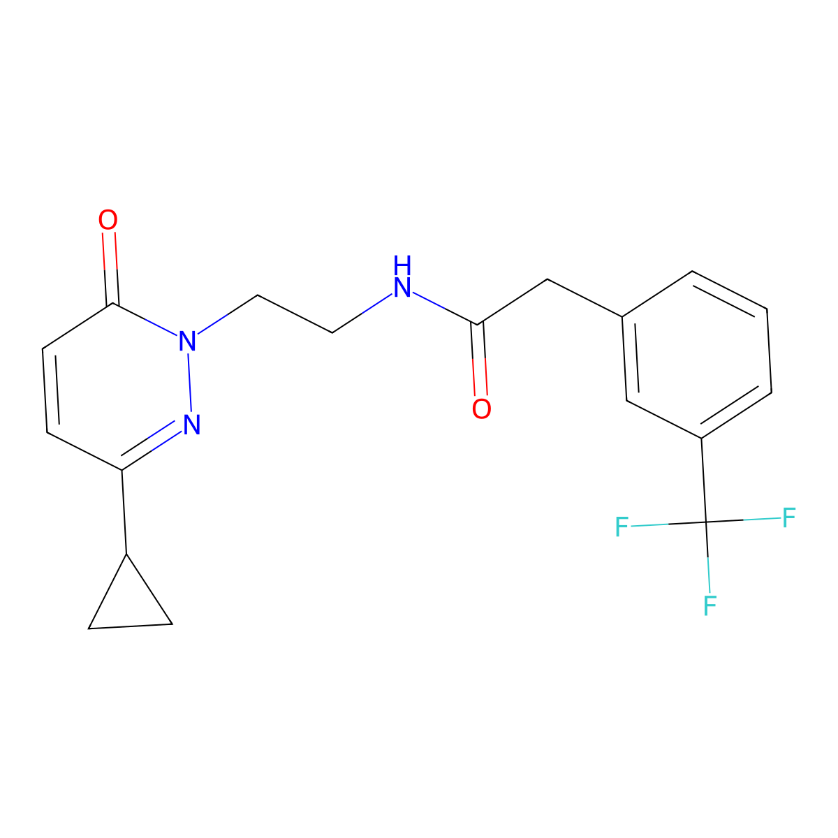 N-(2-(3-cyclopropyl-6-oxopyridazin-1(6H)-yl)ethyl)-2-(3-(trifluoromethyl)phenyl)acetamide molecular structure, CAS 2034386-80-4