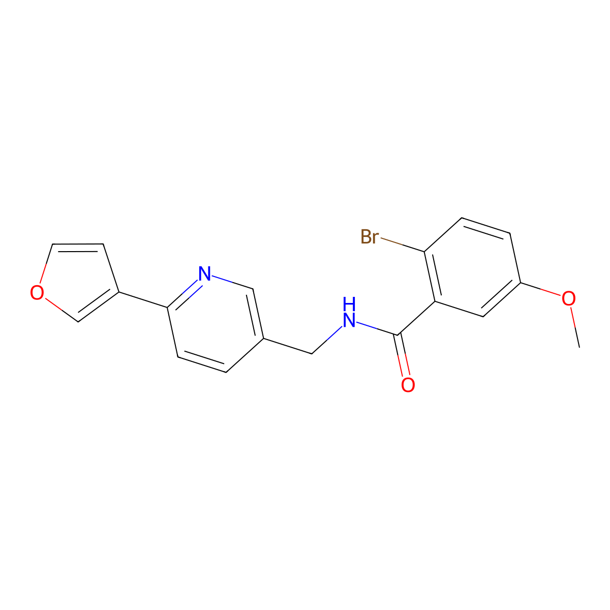 2-bromo-N-{[6-(furan-3-yl)pyridin-3-yl]methyl}-5-methoxybenzamide molecular structure, CAS 2034386-84-8