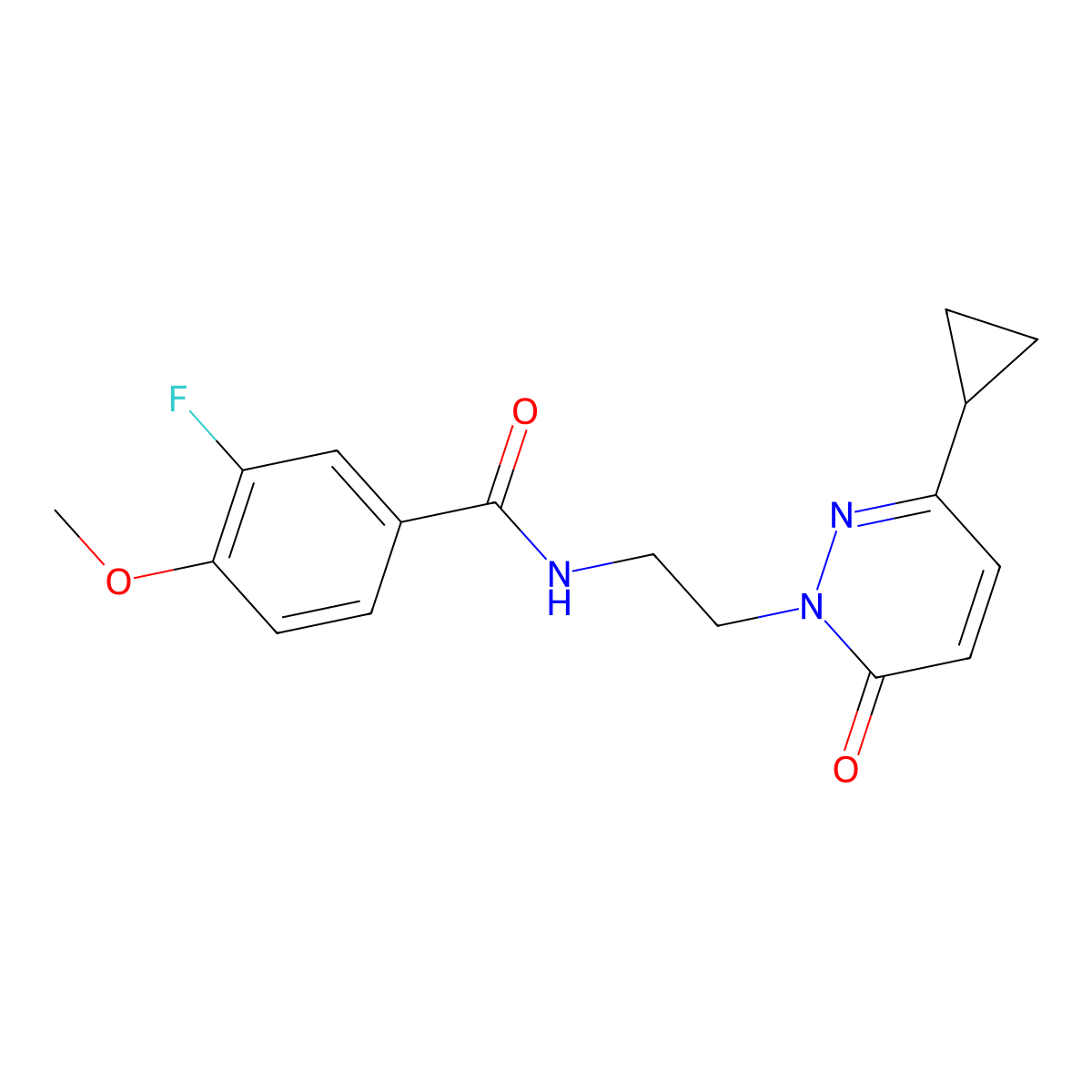 N-(2-(3-cyclopropyl-6-oxopyridazin-1(6H)-yl)ethyl)-3-fluoro-4-methoxybenzamide molecular structure, CAS 2034386-87-1
