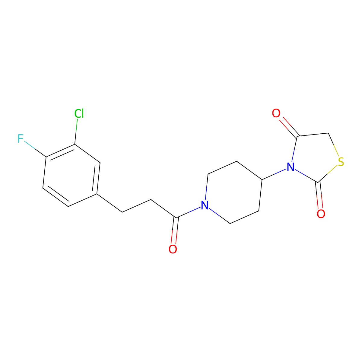 3-(1-(3-(3-Chloro-4-fluorophenyl)propanoyl)piperidin-4-yl)thiazolidine-2,4-dione molecular structure, CAS 2034386-88-2