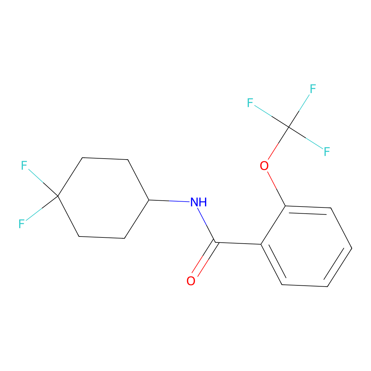 N-(4,4-difluorocyclohexyl)-2-(trifluoromethoxy)benzamide molecular structure, CAS 2034386-89-3