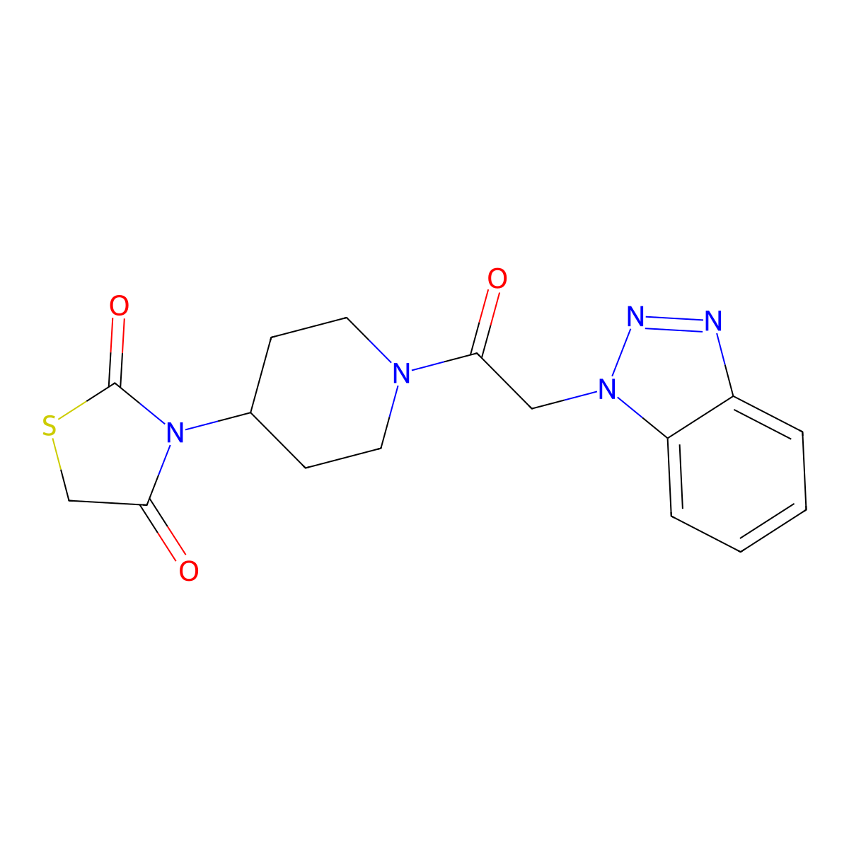 3-(1-(2-(1H-benzo[d][1,2,3]triazol-1-yl)acetyl)piperidin-4-yl)thiazolidine-2,4-dione molecular structure, CAS 2034386-97-3