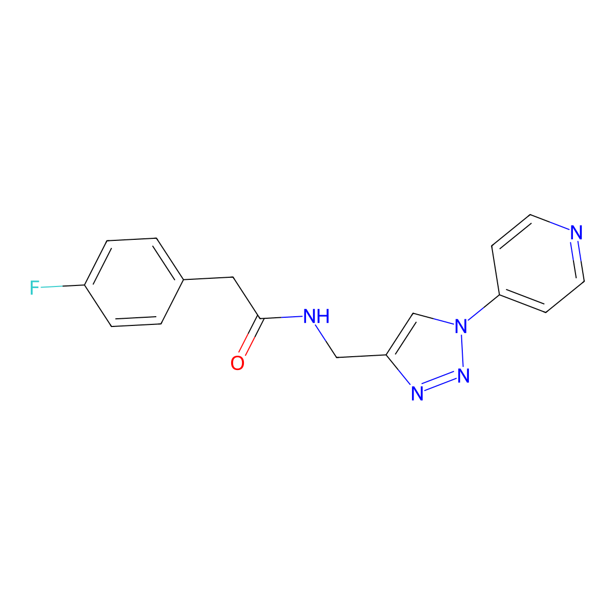 2-(4-fluorophenyl)-N-((1-(pyridin-4-yl)-1H-1,2,3-triazol-4-yl)methyl)acetamide molecular structure, CAS 2034387-05-6