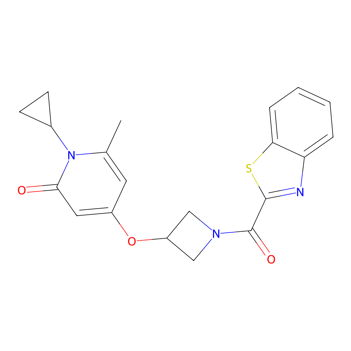4-((1-(benzo[d]thiazole-2-carbonyl)azetidin-3-yl)oxy)-1-cyclopropyl-6-methylpyridin-2(1H)-one molecular structure, CAS 2034387-06-7
