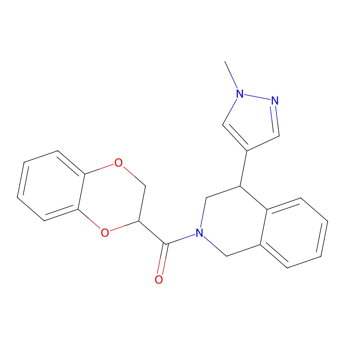 (2,3-dihydrobenzo[b][1,4]dioxin-2-yl)(4-(1-methyl-1H-pyrazol-4-yl)-3,4-dihydroisoquinolin-2(1H)-yl)methanone molecular structure, CAS 2034387-17-0