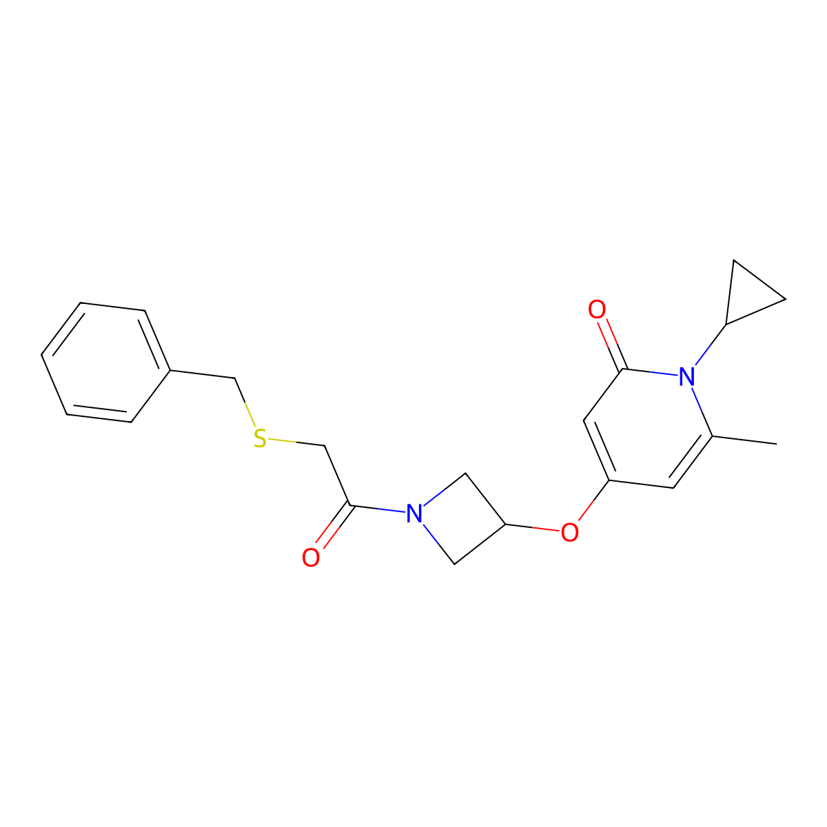 4-((1-(2-(benzylthio)acetyl)azetidin-3-yl)oxy)-1-cyclopropyl-6-methylpyridin-2(1H)-one molecular structure, CAS 2034387-18-1