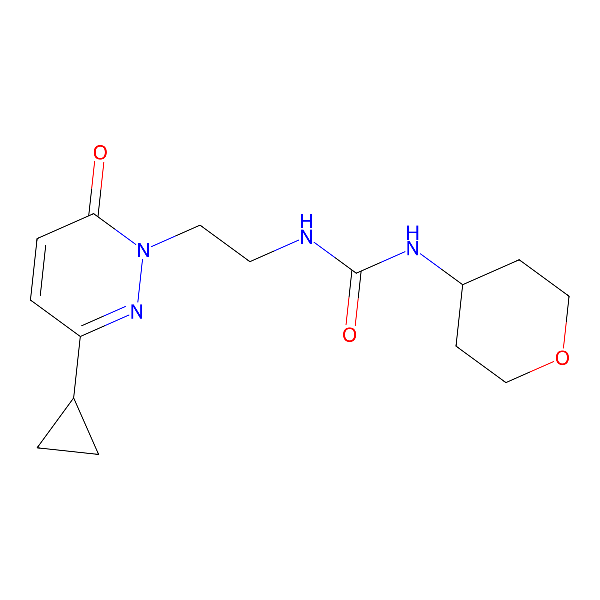 1-(2-(3-cyclopropyl-6-oxopyridazin-1(6H)-yl)ethyl)-3-(tetrahydro-2H-pyran-4-yl)urea molecular structure, CAS 2034387-28-3