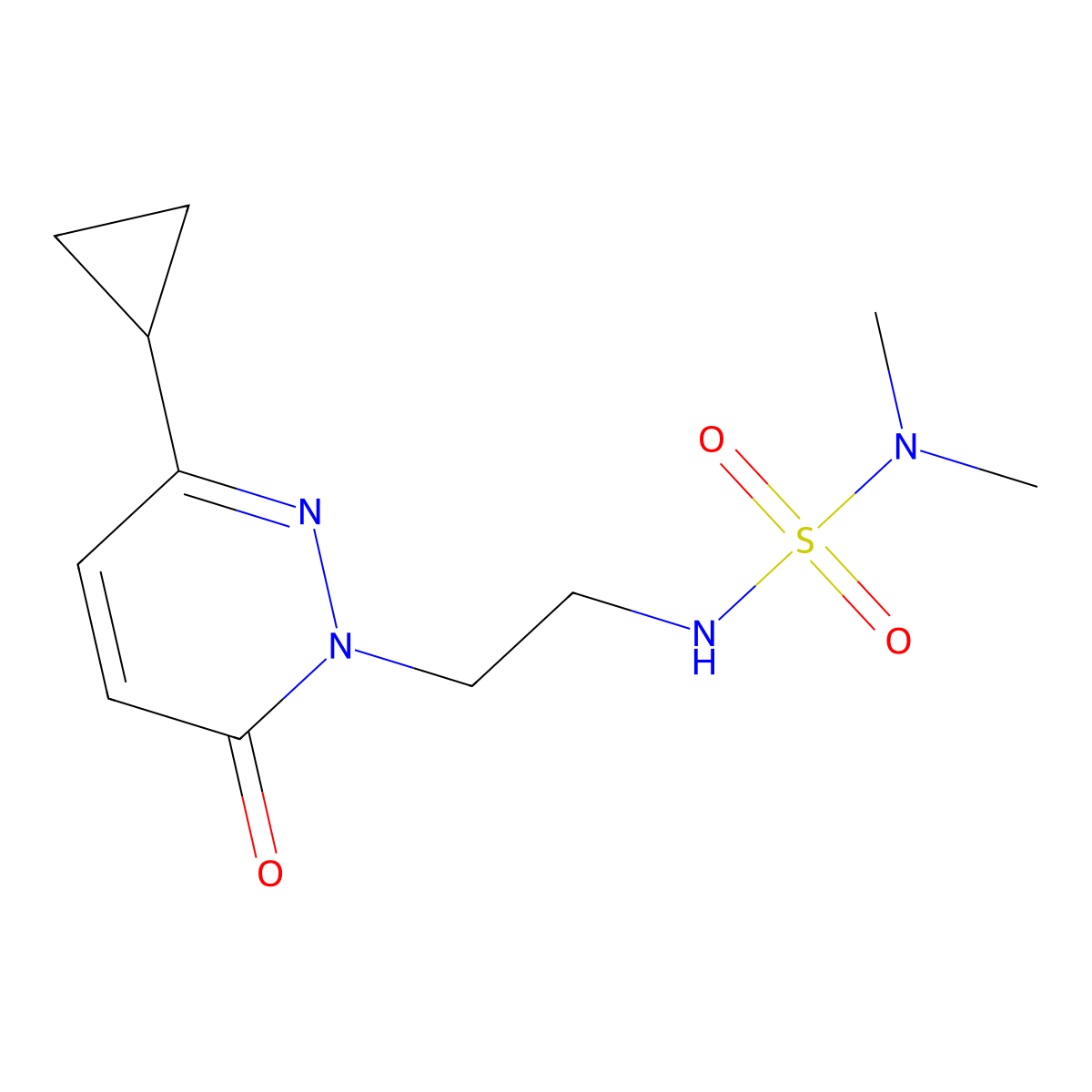 6-Cyclopropyl-2-{2-[(dimethylsulfamoyl)amino]ethyl}-2,3-dihydropyridazin-3-one molecular structure, CAS 2034387-34-1