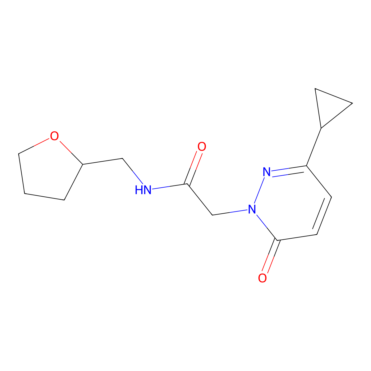 2-(3-cyclopropyl-6-oxopyridazin-1(6H)-yl)-N-((tetrahydrofuran-2-yl)methyl)acetamide molecular structure, CAS 2034387-51-2