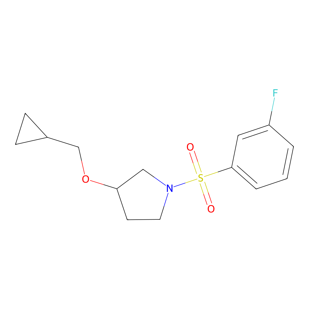 3-(Cyclopropylmethoxy)-1-((3-fluorophenyl)sulfonyl)pyrrolidine molecular structure, CAS 2034387-61-4