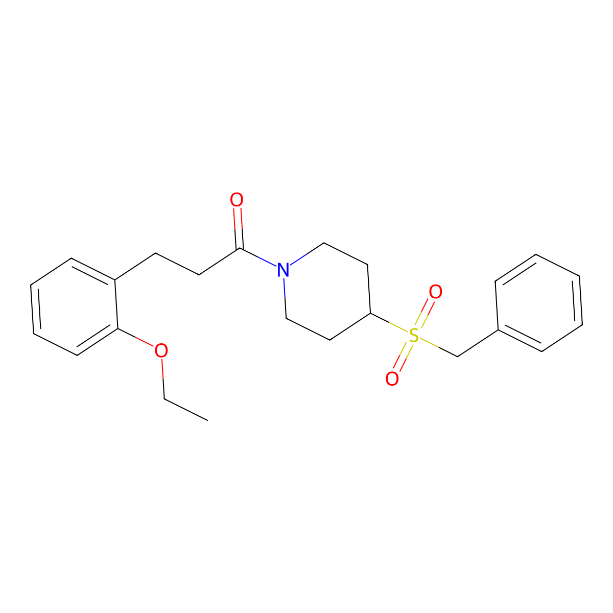 1-(4-(Benzylsulfonyl)piperidin-1-yl)-3-(2-ethoxyphenyl)propan-1-one molecular structure, CAS 2034387-64-7