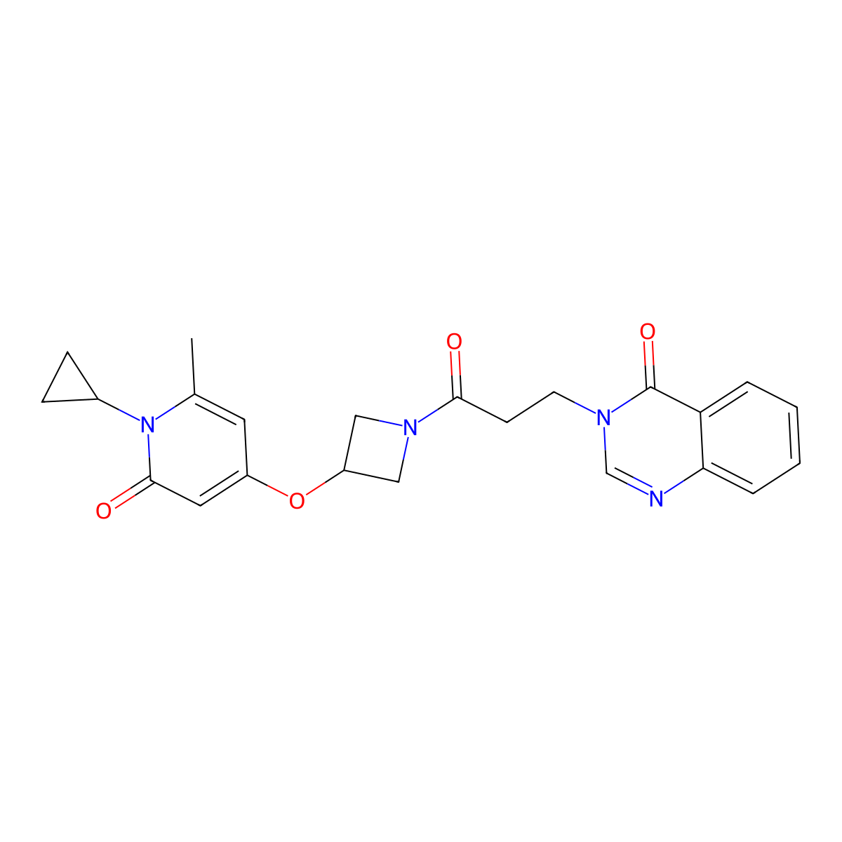 3-(3-(3-((1-cyclopropyl-6-methyl-2-oxo-1,2-dihydropyridin-4-yl)oxy)azetidin-1-yl)-3-oxopropyl)quinazolin-4(3H)-one molecular structure, CAS 2034387-65-8