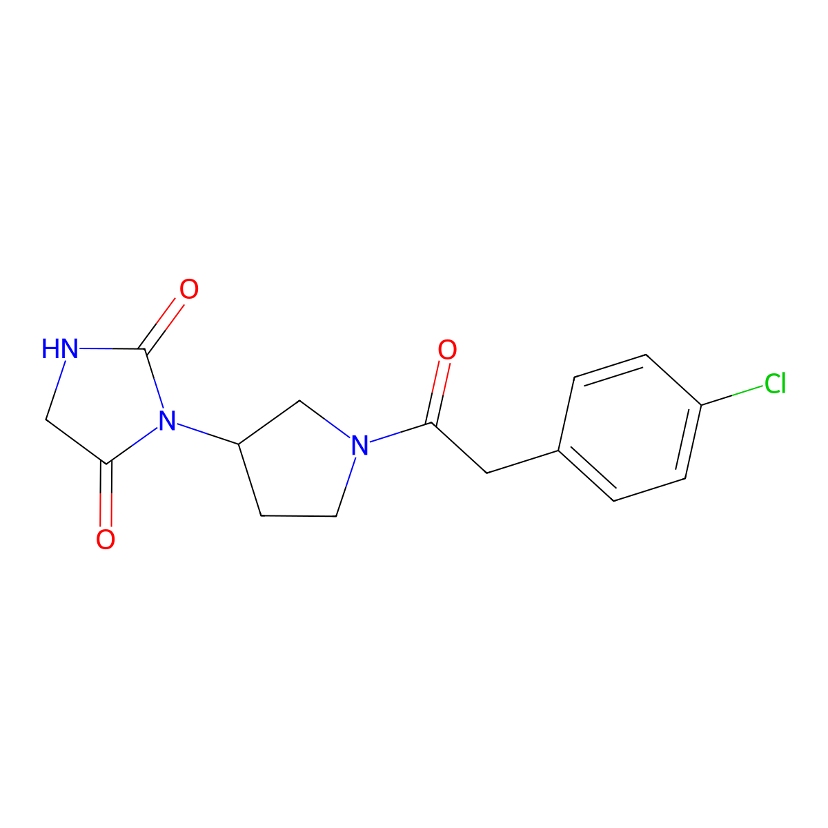 3-{1-[2-(4-Chlorophenyl)acetyl]pyrrolidin-3-yl}imidazolidine-2,4-dione molecular structure, CAS 2034387-70-5