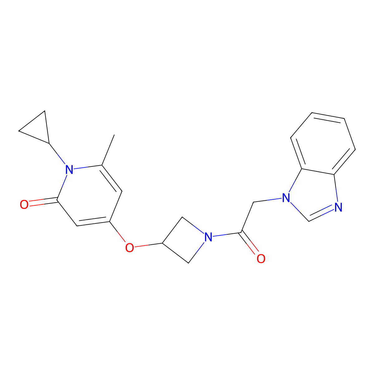 4-((1-(2-(1H-benzo[d]imidazol-1-yl)acetyl)azetidin-3-yl)oxy)-1-cyclopropyl-6-methylpyridin-2(1H)-one molecular structure, CAS 2034387-72-7