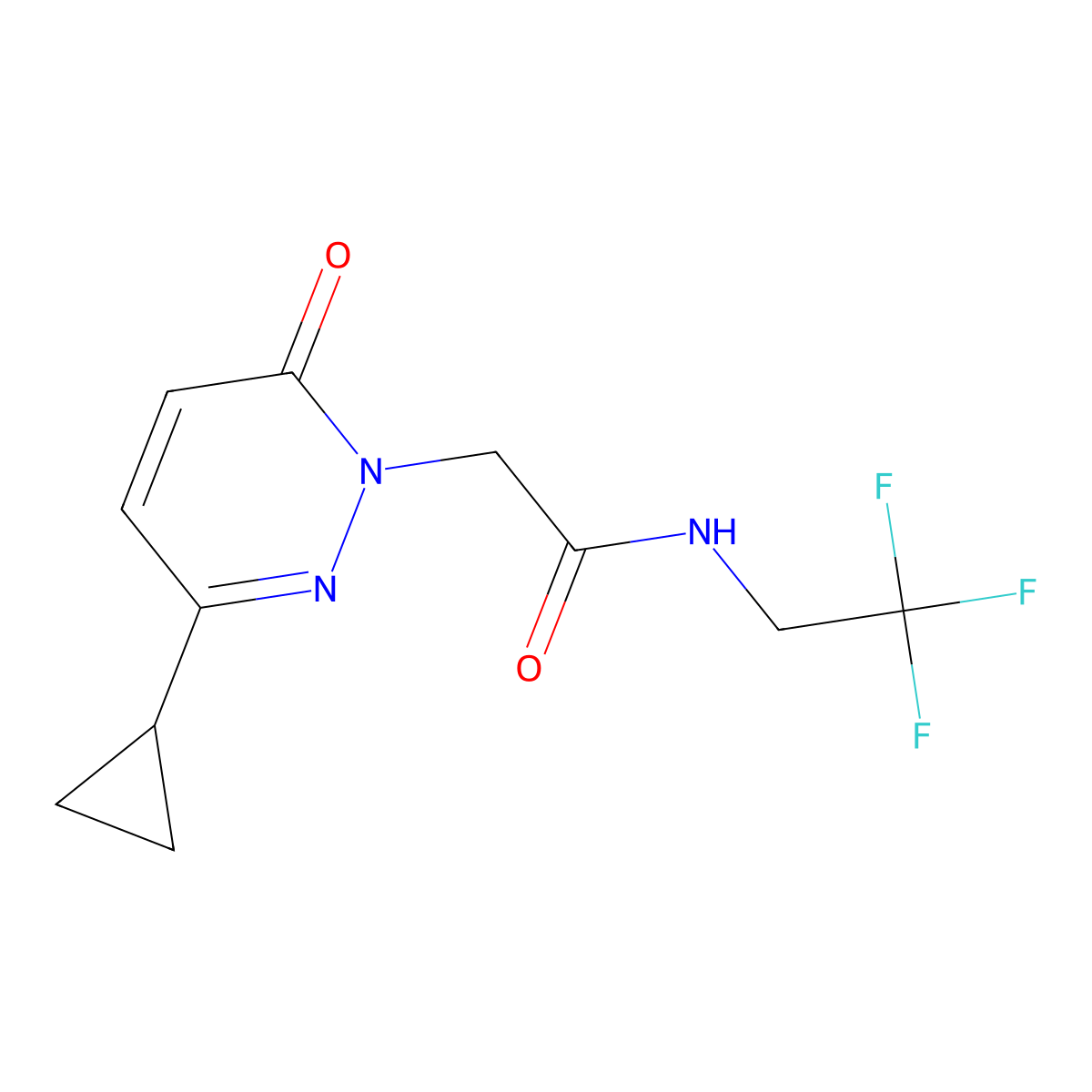 2-(3-cyclopropyl-6-oxopyridazin-1(6H)-yl)-N-(2,2,2-trifluoroethyl)acetamide molecular structure, CAS 2034387-73-8