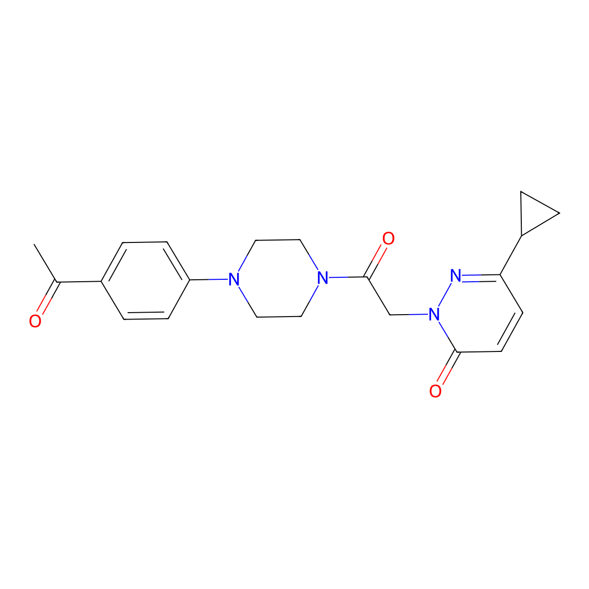 2-(2-(4-(4-acetylphenyl)piperazin-1-yl)-2-oxoethyl)-6-cyclopropylpyridazin-3(2H)-one molecular structure, CAS 2034387-80-7