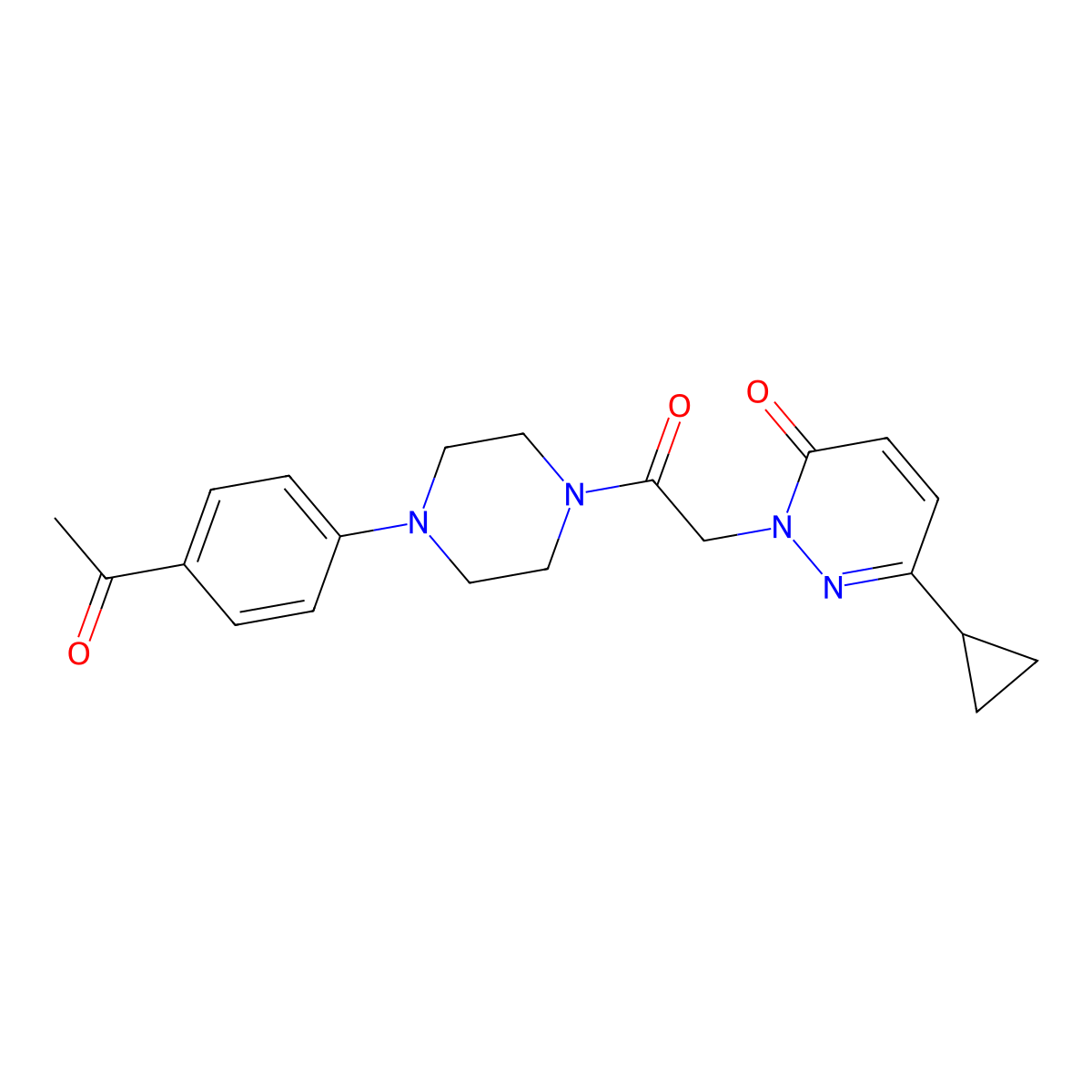 2-(2-(4-(4-acetylphenyl)piperazin-1-yl)-2-oxoethyl)-6-cyclopropylpyridazin-3(2H)-one molecular structure, CAS 2034387-80-7