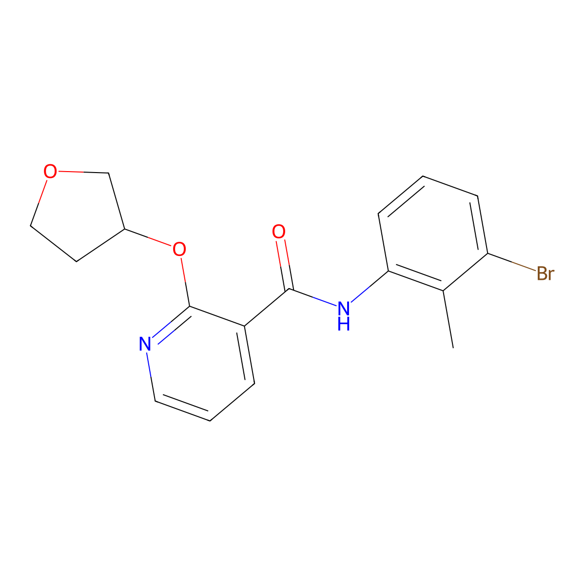 N-(3-bromo-2-methylphenyl)-2-((tetrahydrofuran-3-yl)oxy)nicotinamide molecular structure, CAS 2034387-81-8
