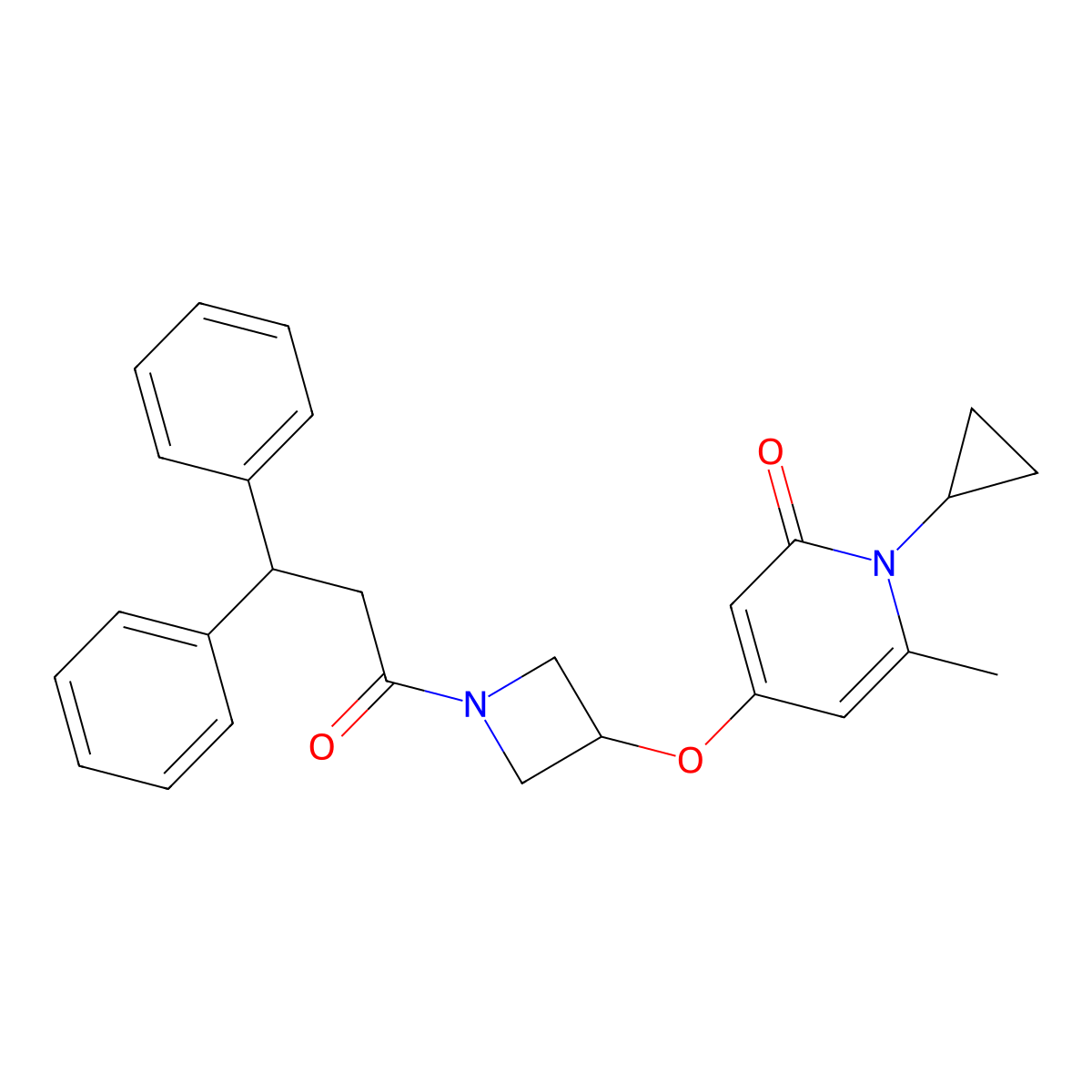 1-cyclopropyl-4-((1-(3,3-diphenylpropanoyl)azetidin-3-yl)oxy)-6-methylpyridin-2(1H)-one molecular structure, CAS 2034387-87-4