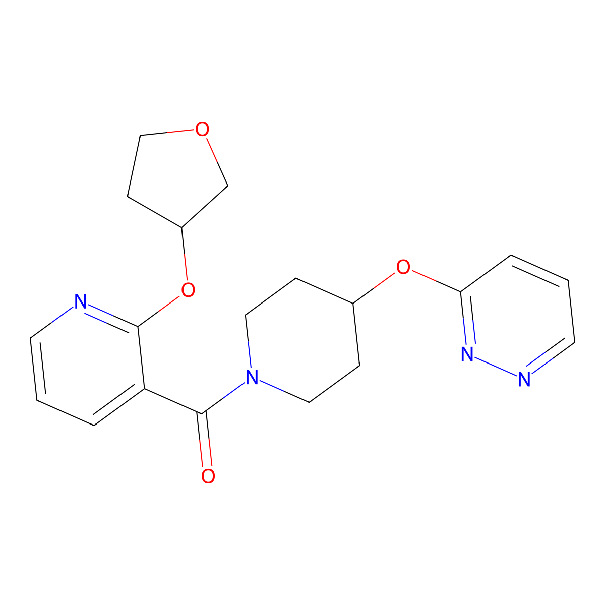 (4-(Pyridazin-3-yloxy)piperidin-1-yl)(2-((tetrahydrofuran-3-yl)oxy)pyridin-3-yl)methanone molecular structure, CAS 2034387-88-5