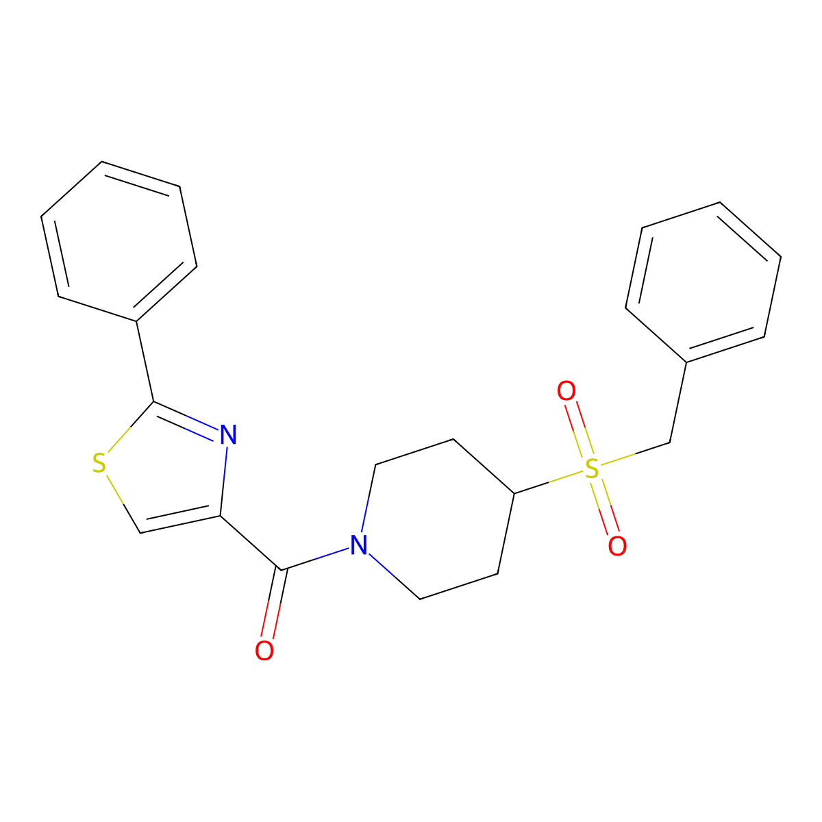 (4-(Benzylsulfonyl)piperidin-1-yl)(2-phenylthiazol-4-yl)methanone molecular structure, CAS 2034387-90-9