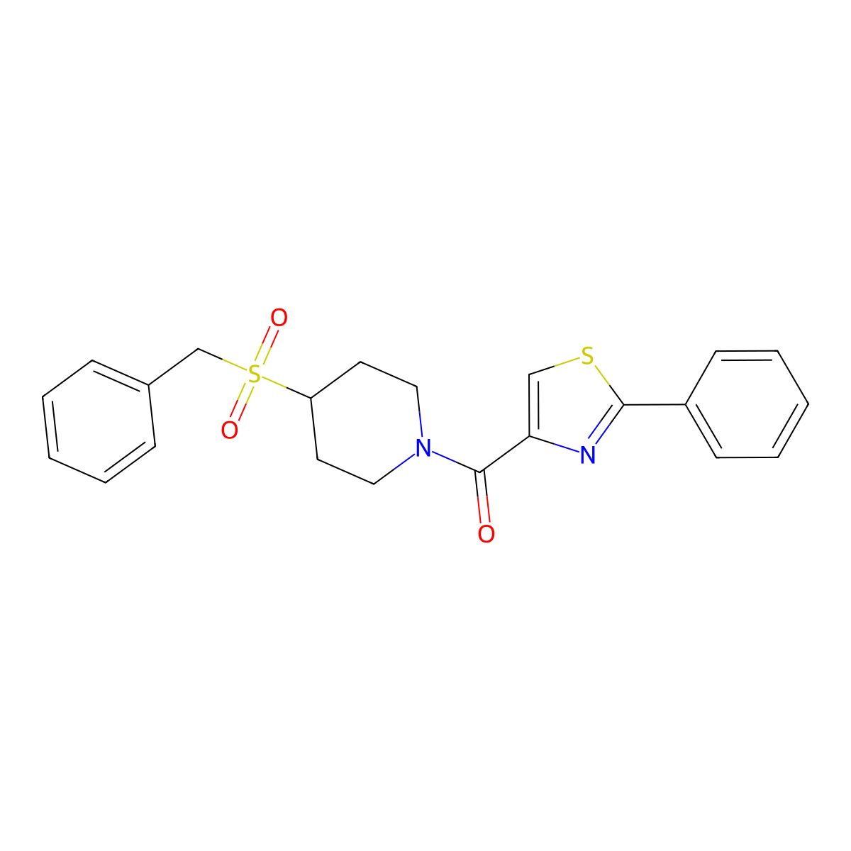 (4-(Benzylsulfonyl)piperidin-1-yl)(2-phenylthiazol-4-yl)methanone molecular structure, CAS 2034387-90-9