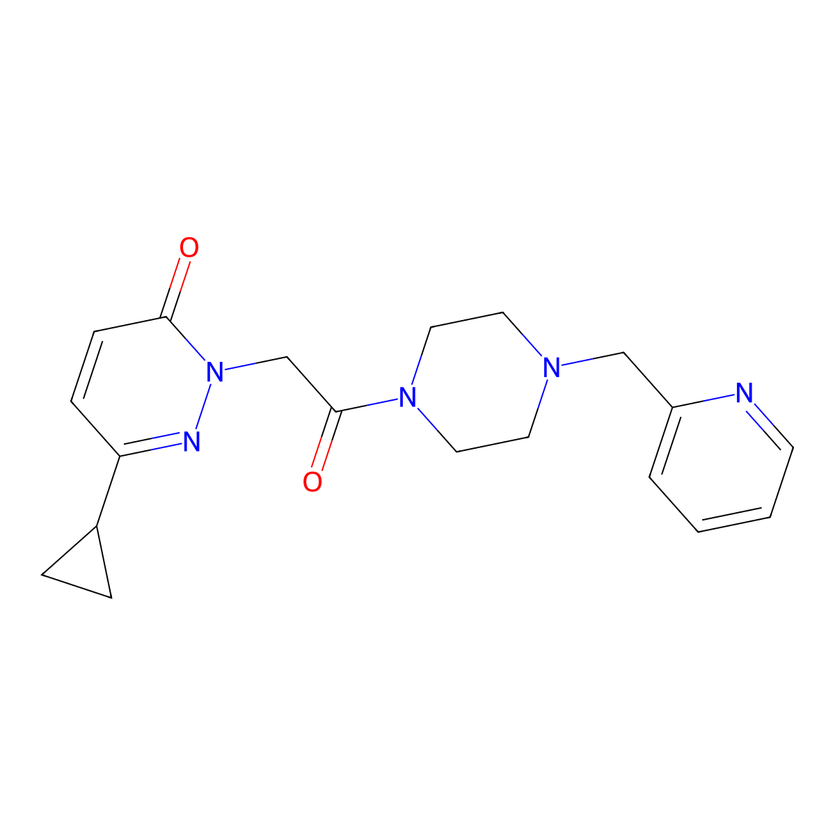 6-cyclopropyl-2-(2-oxo-2-(4-(pyridin-2-ylmethyl)piperazin-1-yl)ethyl)pyridazin-3(2H)-one molecular structure, CAS 2034387-99-8