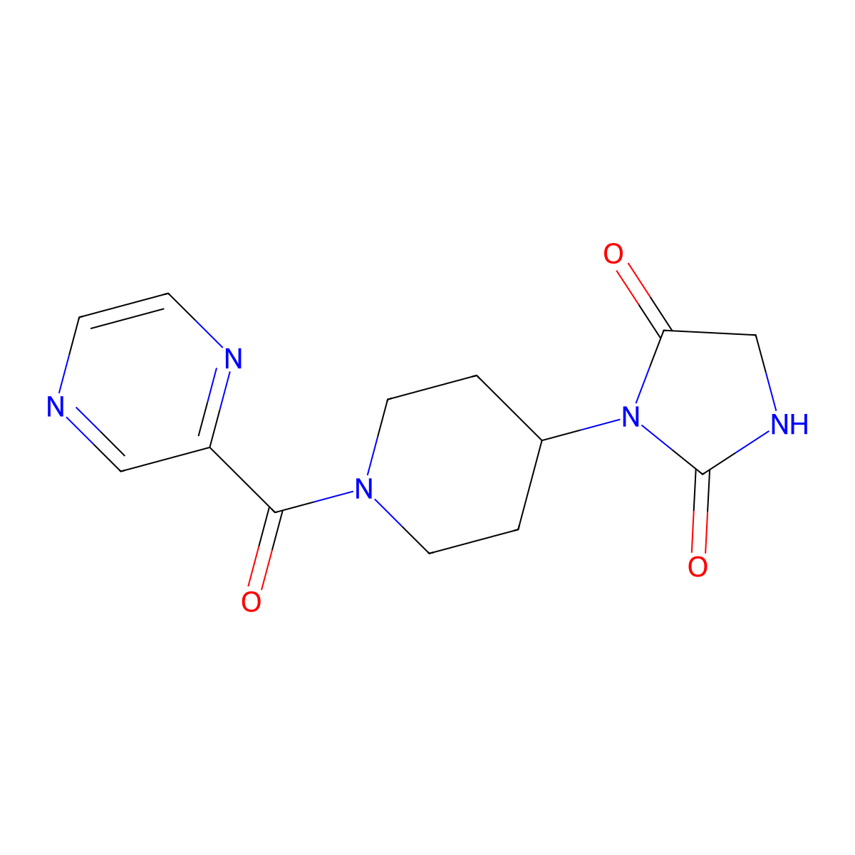 3-[1-(Pyrazine-2-carbonyl)piperidin-4-yl]imidazolidine-2,4-dione molecular structure, CAS 2034388-00-4