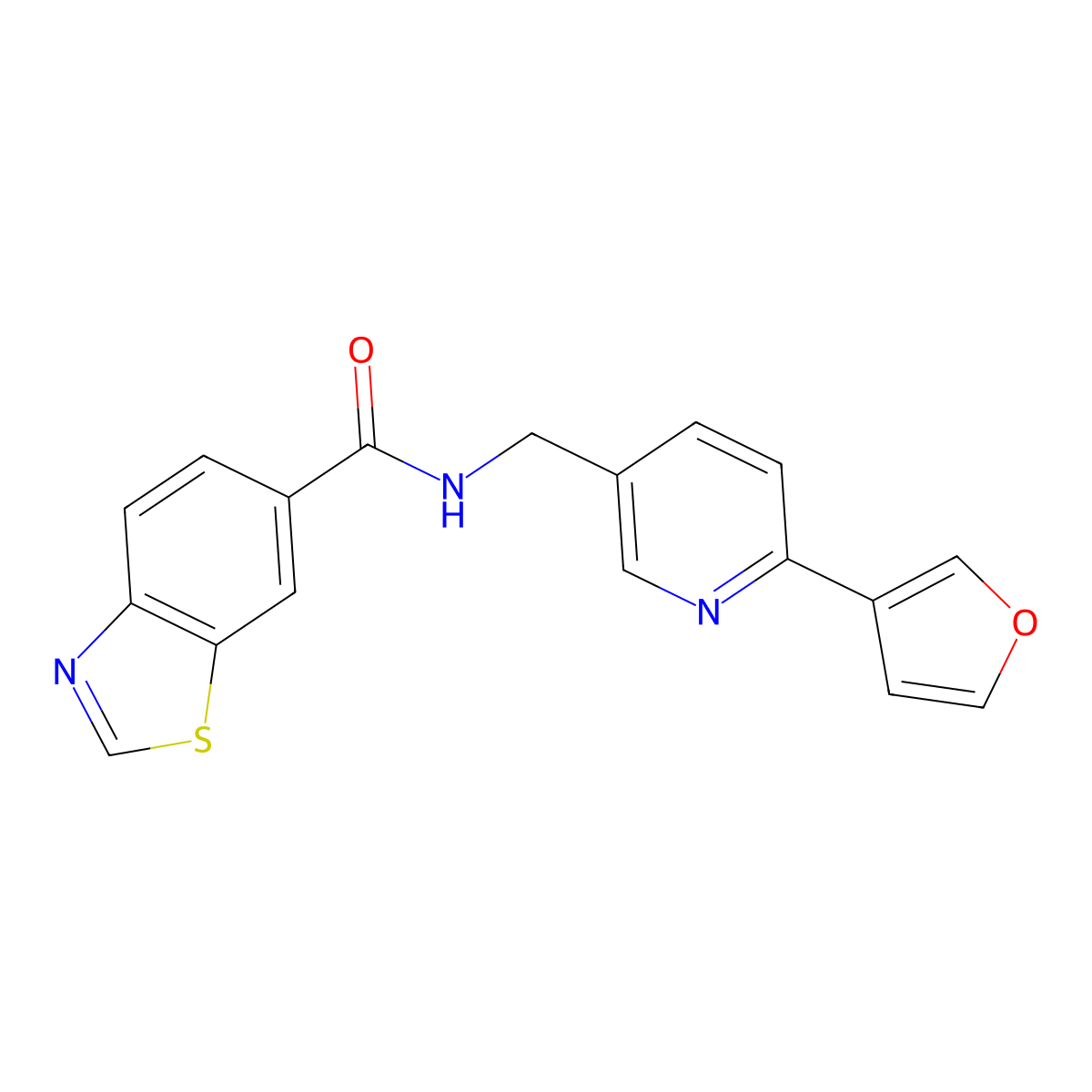 N-((6-(furan-3-yl)pyridin-3-yl)methyl)benzo[d]thiazole-6-carboxamide molecular structure, CAS 2034388-01-5
