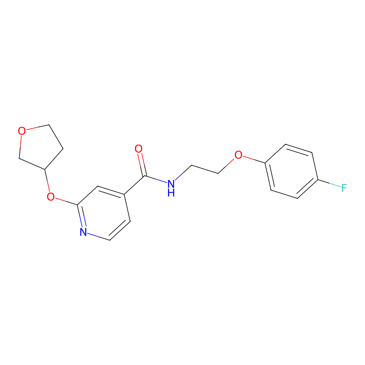 N-(2-(4-fluorophenoxy)ethyl)-2-((tetrahydrofuran-3-yl)oxy)isonicotinamide molecular structure, CAS 2034388-05-9